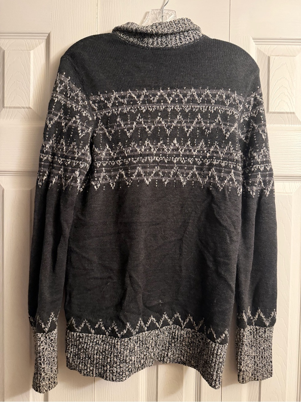 Eddie Bauer Women’s Zip-Up Fair Isle Sweater - Black & Gray - Picture 2 of 4